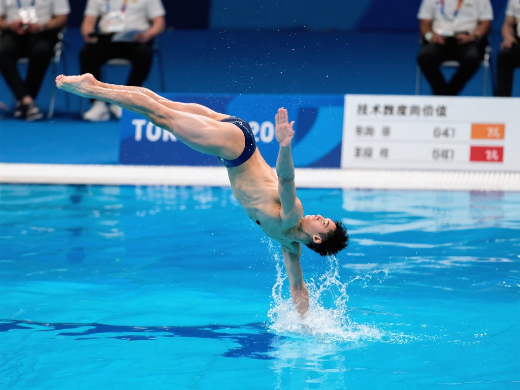 跳水世界杯总决赛男子10米跳台精彩角逐 选手的动作评分由技术难度分值与完成度评分